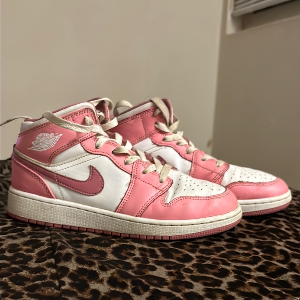 Nike Pink and White Classic Mid-Top Dunks
